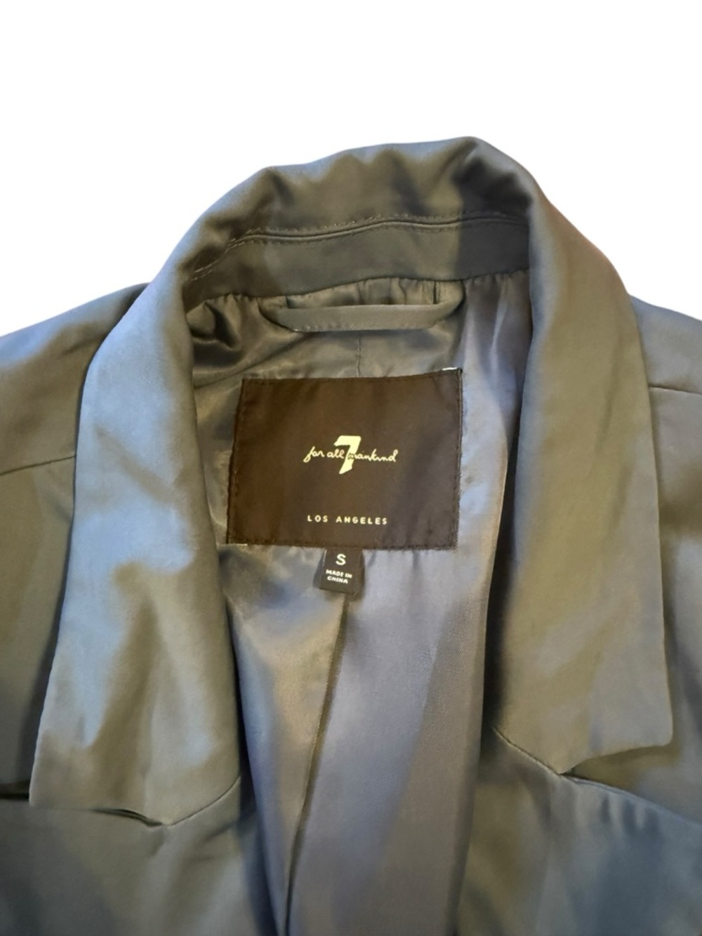7 For All Mankind Double-Breasted Trench Coat in Gray/blue - Picture 2 of 5